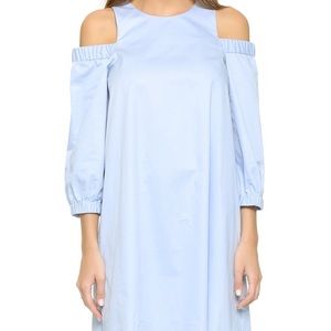 Tibi Light Blue Off The Shoulder Cotton Sheath Shift Dress